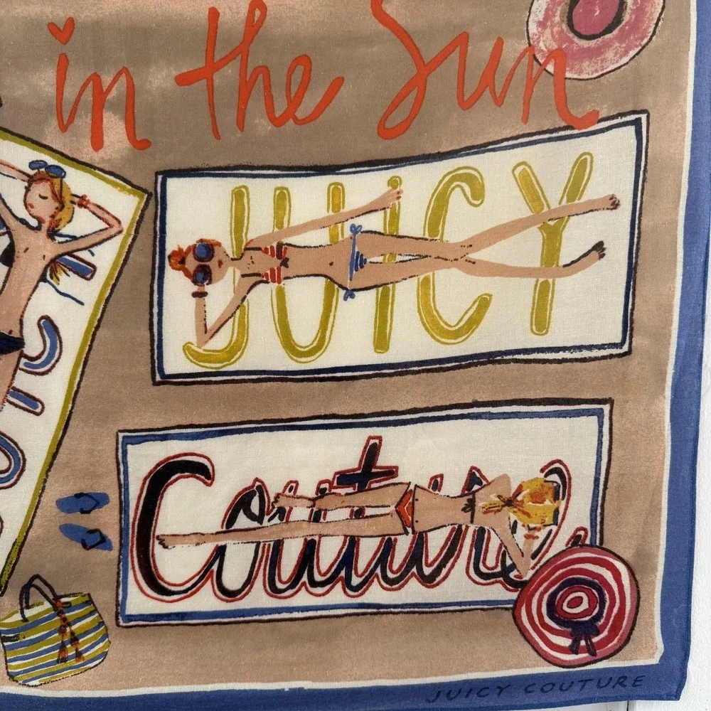 Juicy Couture Scarf Womens Multicolor Chiffon Square A Place In The Sun Beach